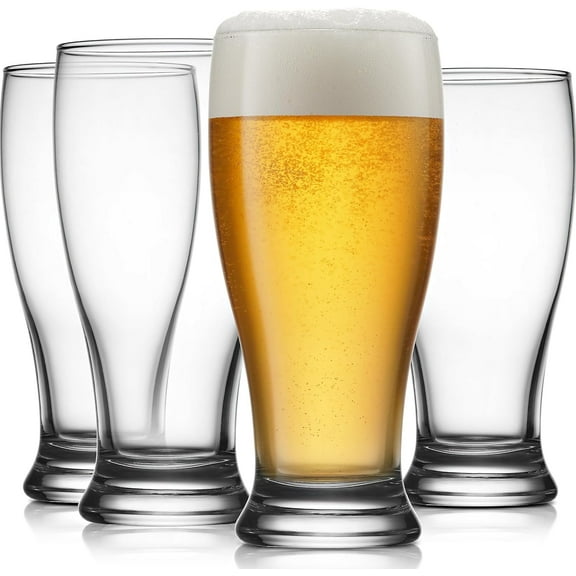 Glaver’s Pilsner Beer Glasses 19 oz Drink Glasses and Pint Glass Set for Beer & Cocktails, 4 Pack