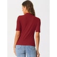 thumbnail image 3 of DARING DIVA Women's Half Sleeve Mock Turtleneck Casual Top M Dark Red, 3 of 6