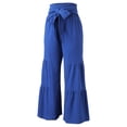 thumbnail image 5 of ERTUTUYI Women Summer High Waisted Cotton Linen Flare Palazzo Pants Beach Pant Long Bell Bottom Lounge Trousers Blue L, 5 of 6