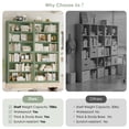 thumbnail image 5 of Hiphuta 63"W Extra Large and Sturdy Bookcase, Double Wide 6-Tier Bookshelf, Tall Bookcase for Home Office and Living Room, Wooden Freestanding Display Shelf, Green, 5 of 7