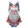 thumbnail image 4 of Christmas Dresses for Women Women's Fashion V-neck Casual Slim Christmas Printed Party Long Sleeve Dresses with Fur Collar for Christmas Party,Red,4XL, 4 of 4