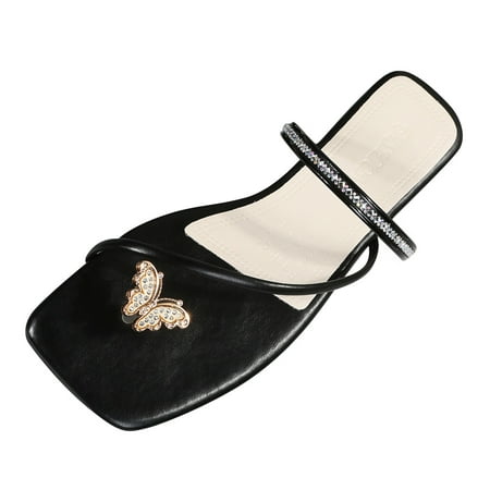 

Mortilo Ladies Flat Thong Slippers Butterfly Set Toe Sandals Girls Set Sandals Flat Strap Casual Home Sandals Slippers Beach Slippers PU