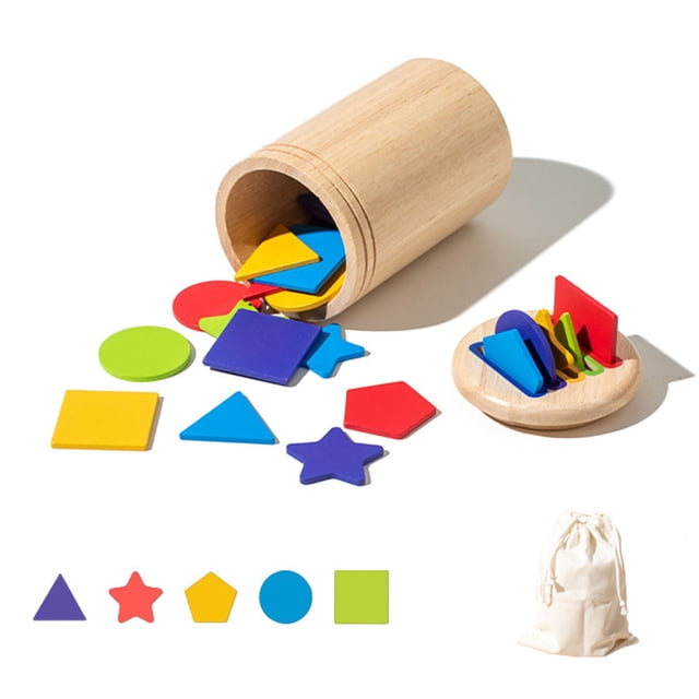 B Wooden Color Sorting Tube Educational Toy Shape Matching Game Fine Motor Skills Development Activity For Toddlers 0.503 Lbs