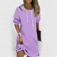 thumbnail image 2 of Strungten Women's Fashion Casual Solid Color Long Sleeve Drawstring Hoodie Sweatshirt Dress long dresses for women formal, 2 of 5