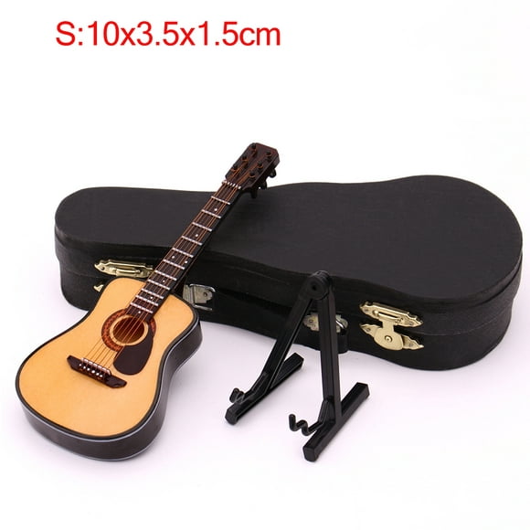 Mini Full Angle Folk Guitar Guitar Miniature Model Wooden Mini Musical Instrument Model Collection S: 10CM Acoustic guitar full angle