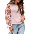 thumbnail image 1 of Suéter de invierno para mujer con cuello redondo y mangas abullonadas estampadas - Moda informal, rosa, XL, 1 of 6