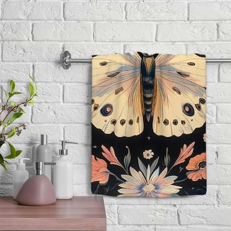 ZFLMY Butterfly Flowers Eyes Soft Bath Towel Absorbent Hand Towels 29.5x13.8 inches - Funny Kitchen Towels for Bathrooms Showers 29.5x13.8in