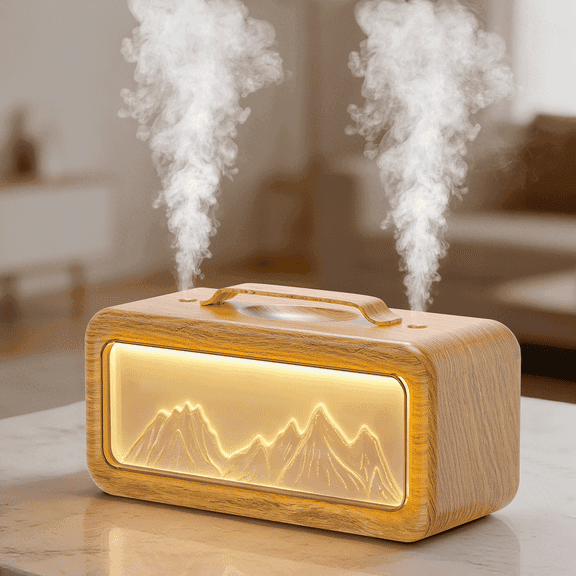 BCOOSS Essential Oil Diffuser 600ML Air Scent Aromatherapy Oil Diffuser and Humidifier for Large Room,Light Wood Grain