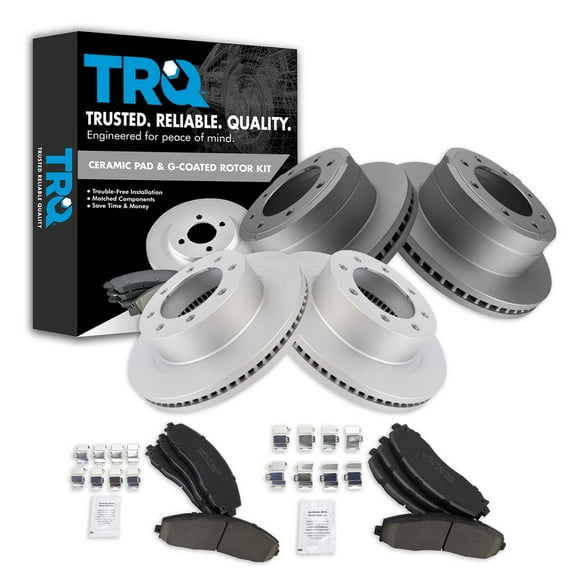 TRQ Front and Rear Brake Pad & Rotor Kit Brake Pads Brake Rotor Ceramic Premium G-Coated Fits Select 2013-2021 Ford F-250 Super Duty F-350 Super Duty