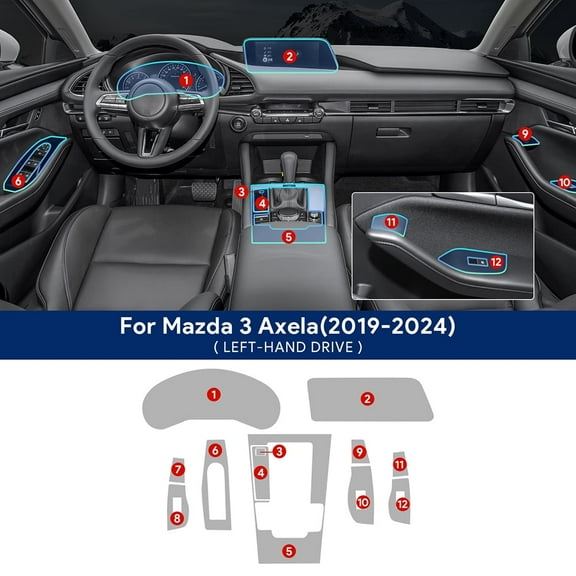 Center Console Navigation Screen Gear Protective Film Mazda 3 Axela 2019-2024 Transparent TPU Anti-Scratch