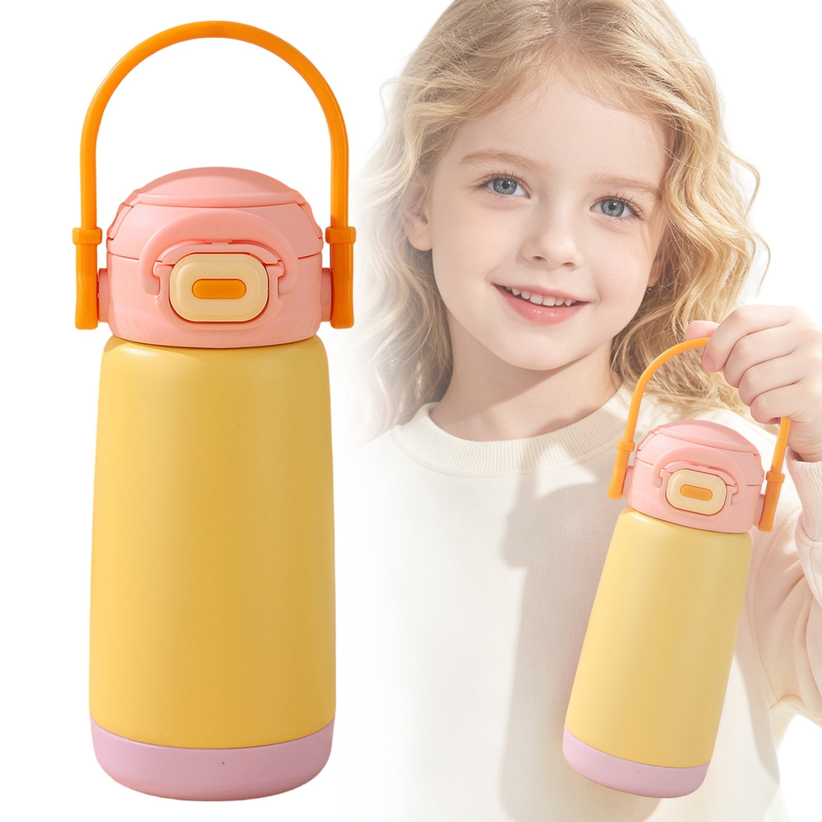 Personalized Water Bottle Insulated Cup, Insulated Back To Class Cup | Custom Name Bottle with Straw Lid, Safety Lock, Handle, and Vacuum Insulation for Class, Daycare, Sports, and Travel (Yellow)