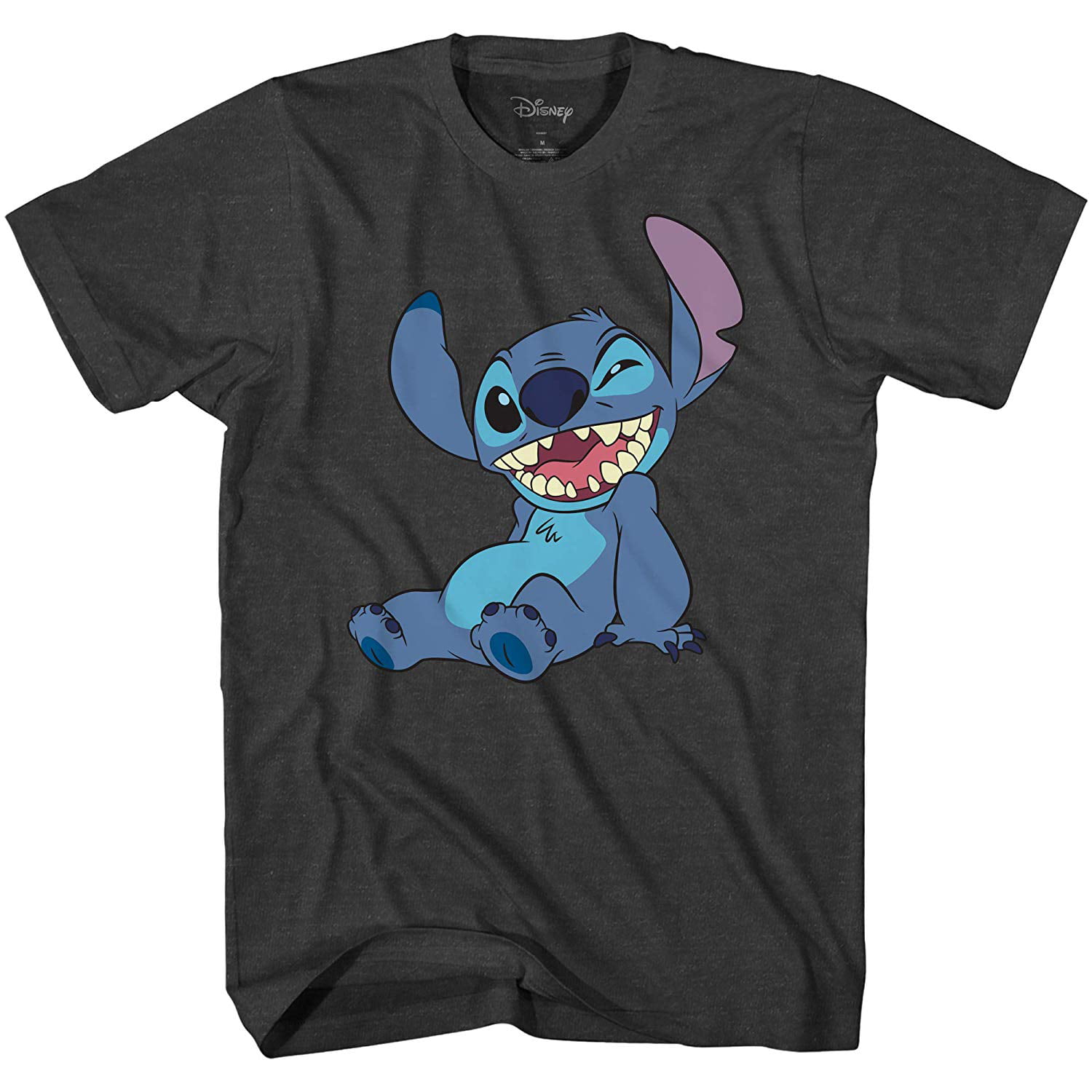 Disney Lilo and Stitch Winky Wink Adult T-Shirt (Charcoal Heather ...