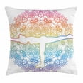 thumbnail image 1 of Yoga Throw Pillow Cushion Cover, Woman Doing Warrior 3 Pose Virabhadrasana on Mandala Inspired Floral Backdrop Balance, Decorative Square Accent Pillow Case, 20 X 20 Inches, Multicolor, by Ambesonne, 1 of 2