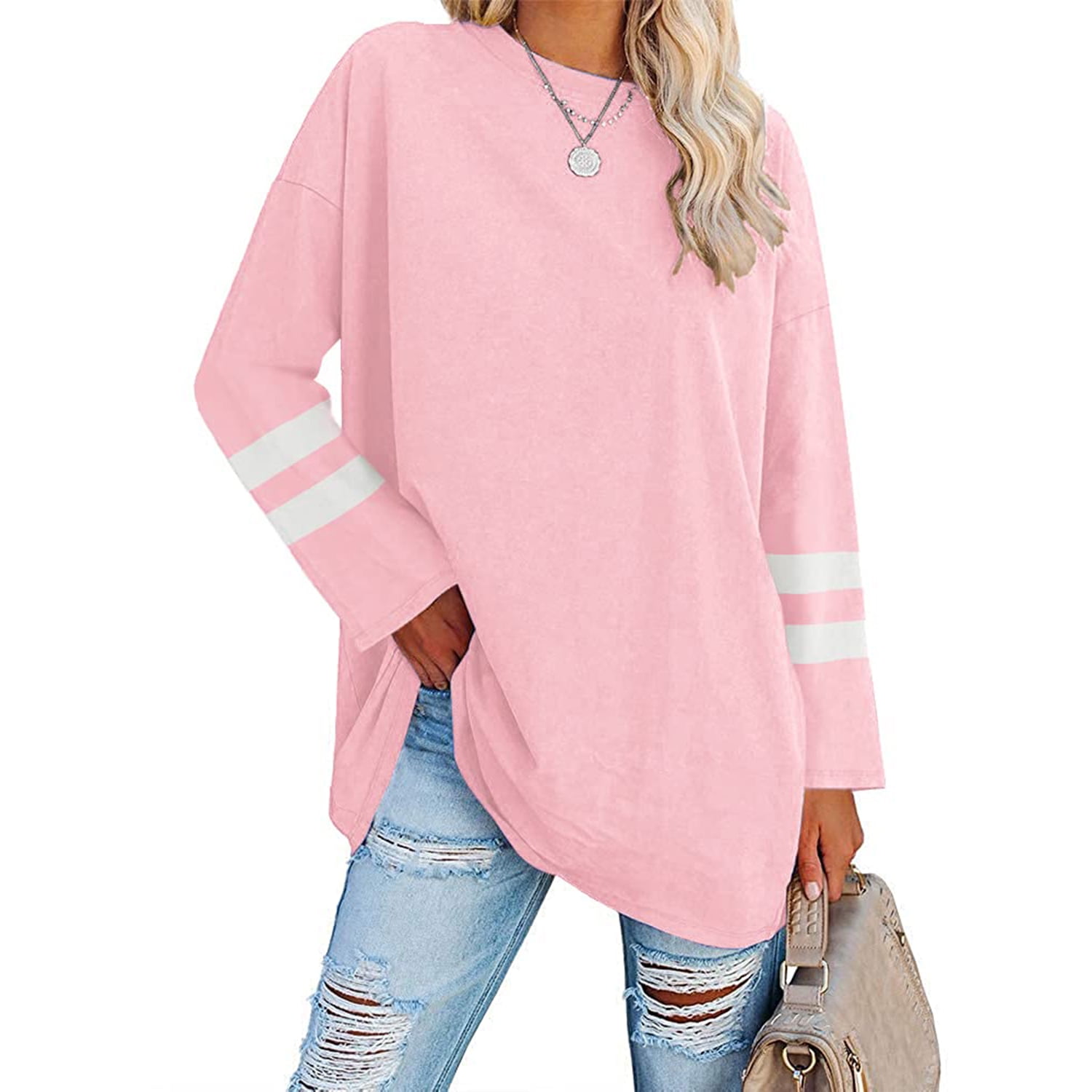 Ruanyu Women's Long Sleeve Oversized T Shirts Loose Fit Casual Crew