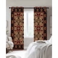 thumbnail image 2 of Blackout Curtains for Bedroom, Brown Red Boho Room Darkening Window Drapes for Living Room, Vintage Geometric Abstract Art Thermal Insulated Grommet Curtains, 52x90 inch, 2 Panels, 2 of 9