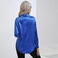 thumbnail image 4 of Baywell Women's Long Sleeve Satin Button Down Shirts Lapel Collar Office Work Blouses Shirts V Neck Casual Business Satin Silk Blouses Tops , S-2XL, 4 of 7