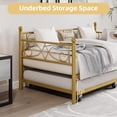 thumbnail image 6 of Twin Daybed with Trundle, Heavy Duty Metal Trundle Sofa Bed Frame with Strong Metal Slats for Living Room, Bedroom, Gold, 6 of 7