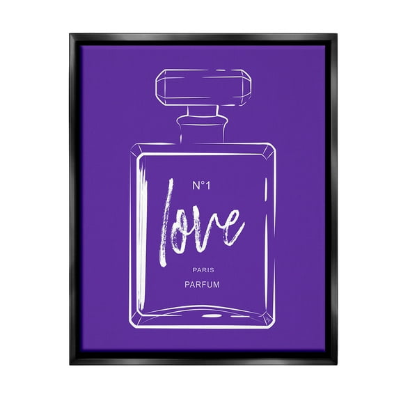 Stupell Industries Simple Perfume on Purple Beauty & Fashion Painting Black Floater Framed Canvas Art Print Wall Art, 17 x 21