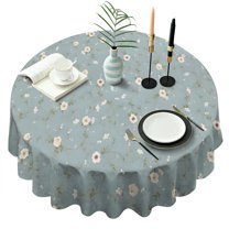 Pioneer Flower Floral Print Pattern Round Tablecloth 60"x60",Wrinkle Wipeable Table Cloth for Kitchen Dining Room Picnic Patio Party