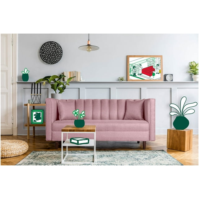 Sofá 3 Plazas De Lino Palo De Rosa Modelo Piccola Makora