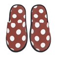 thumbnail image 1 of Balery Maroon And White Polka Dot Pantuflas de Casa de Felpa Silenciosas con Diseño Estampado, Zapatillas Cómodas Antideslizantes de Algodón para Interior-Medium, 1 of 8
