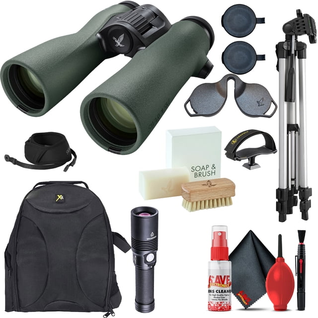 Binoculares Swarovski 8x42 NL Pure con trípode de 6 pies Mochila acolchada Adaptador de trípode Linterna Kit de limpieza