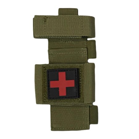 Military Green EDC Tourniquet Pouch Portable Outdoor First Aid Kit Bag with Scissors & Pen Holder Waterproof Wear-Resistant Belt/Backpack Hanging Gear