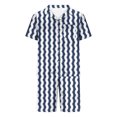 thumbnail image 4 of Mens Satin Pajama Sets with Pockets Lightweight 2 Piece Loungewear Outfits Stripe Printed Short Sleeve Shirts and Shorts Sleepwear Set, 4 of 4