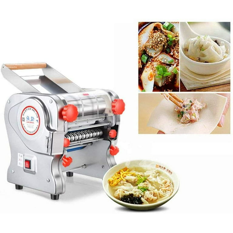 Pasta Maker Machine, Pastas Roller, Noodle Cutter, Stainless Steel, 8”x6”,  150 mm, Red, Dough Conditioning, Adjustable Thickness, Clay Polymer Press