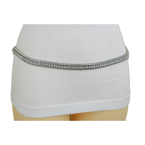 Women Silver Metal Chain Skinny High Waist Hip Fashion Belt S M L