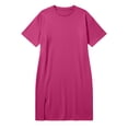 thumbnail image 7 of Plus Size Summer Dress Ndbuld Women's Solid Color Loose Short Sleeve Plus Size Round Neck Dress Hot Pink XXXL, 7 of 7