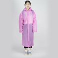 thumbnail image 2 of Chaqueta impermeable larga para hombre y mujer de EE. UU., impermeable con capucha y botones, impermeable de una pieza de EVA para exteriores,Rosa, 2 of 5