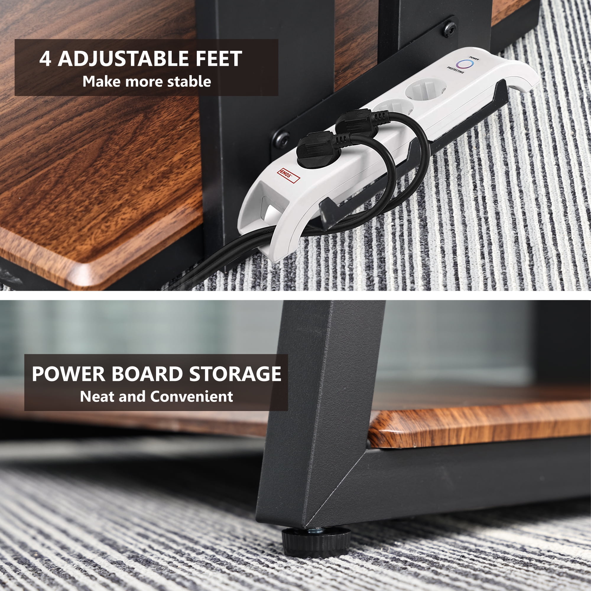 FITUEYES 4-Tier Wooden AV Component Media Stand Cabinet Open Shelves Media Console, Walnut