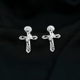 thumbnail image 3 of Rosec Jewels Lab Grown Diamond Cross Stud Earrings Women - EF-VS Quality Art Deco Diamond Earrings for Christmas, 925 Sterling Silver, 3 of 6