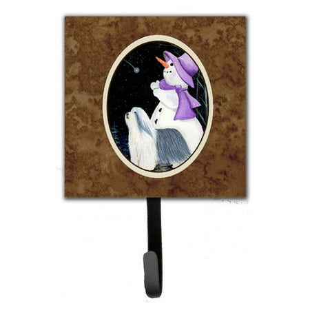 Caroline's Treasures Snowman with Bearded Collie Leash Holder and Wall Hook