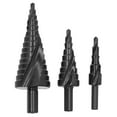 thumbnail image 1 of Juego de 3 brocas escalonadas en espiral, multifuncionales, para bricolaje industrial, herramientas metalúrgicas, 1 of 14