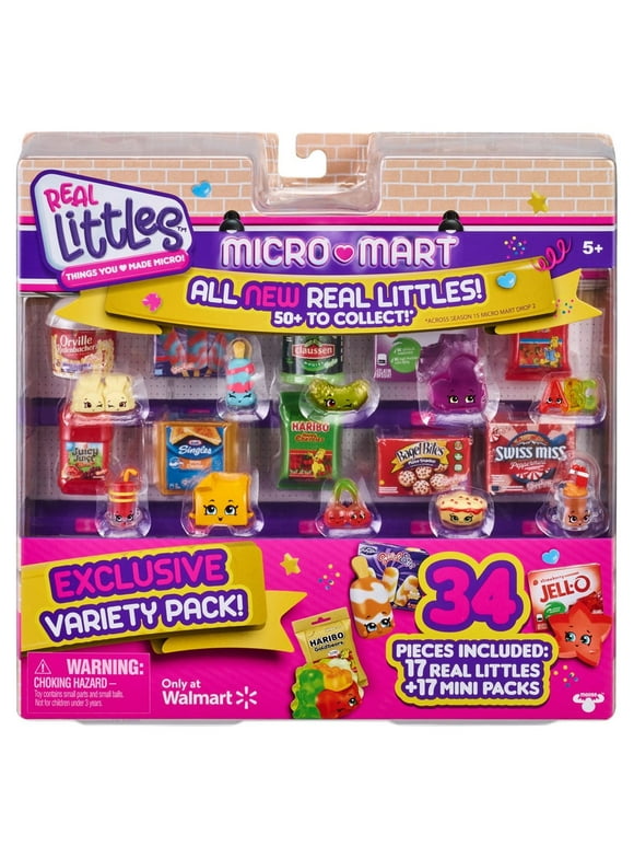 Shopkins Real Littles Variety | 17 Real Littles Plus 17 Real Branded Mini Packs (34 Total Pieces). Style May Vary, Toys for Kids, Girls, Ages 5+