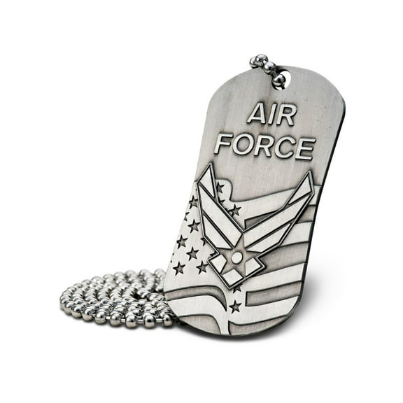Air Force Antique Finish Dog Tag Necklace-Isaiah 40:31 by Shields of Strength