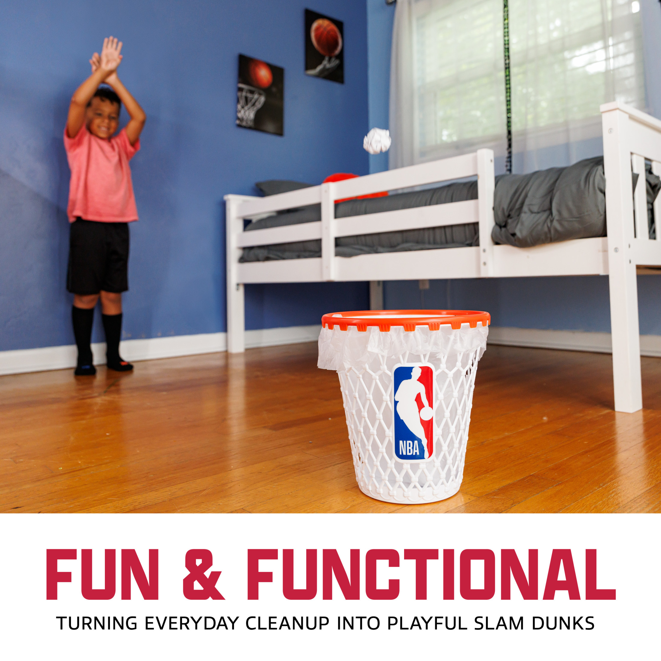 Franklin Sports NBA Mini Hoop Waste Bin – 11" Basketball-Themed Trash Can with Removable Rim for Kids’ Rooms, Dorms, and Fun Indoor Paper Toss Play – Official NBA Branding, Practical & Playful Design