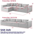 thumbnail image 2 of 4-PC Corduroy L-Shaped Sofa - Individual Movement for Easy Arrangement, 2 of 6