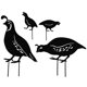 thumbnail image 1 of Cuatro piezas de estatuas de estacas de animales de hierro fundido con siluetas rústicas de codornices, 1 of 5