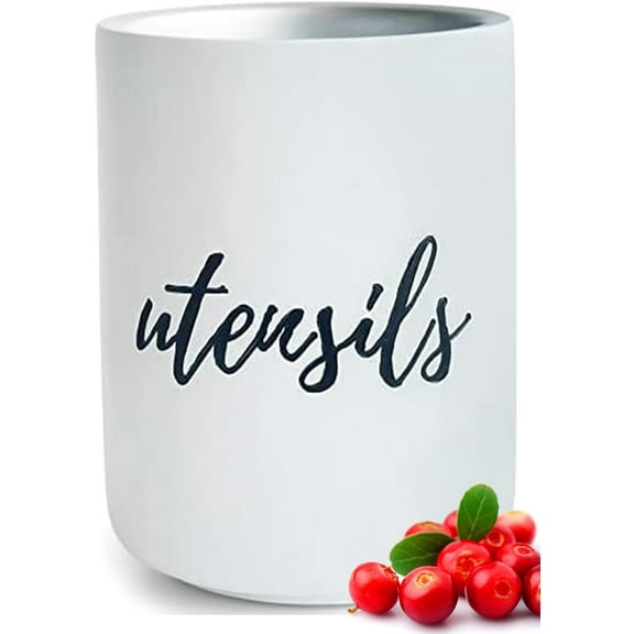 Styled Settings White & Silver Cement Utensil Holder