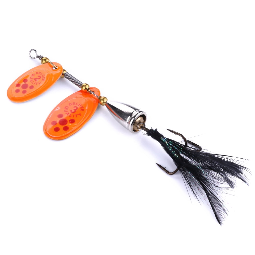 Fishing Lure Spinnerbaits, HENGJIA 6PCS Fishing Lures with Feathered Treble Hooks,Trout Bass Salmon Hard Metal Spinner Baits Kit Rooster Tail Fishing Lures Kits,1/2oz