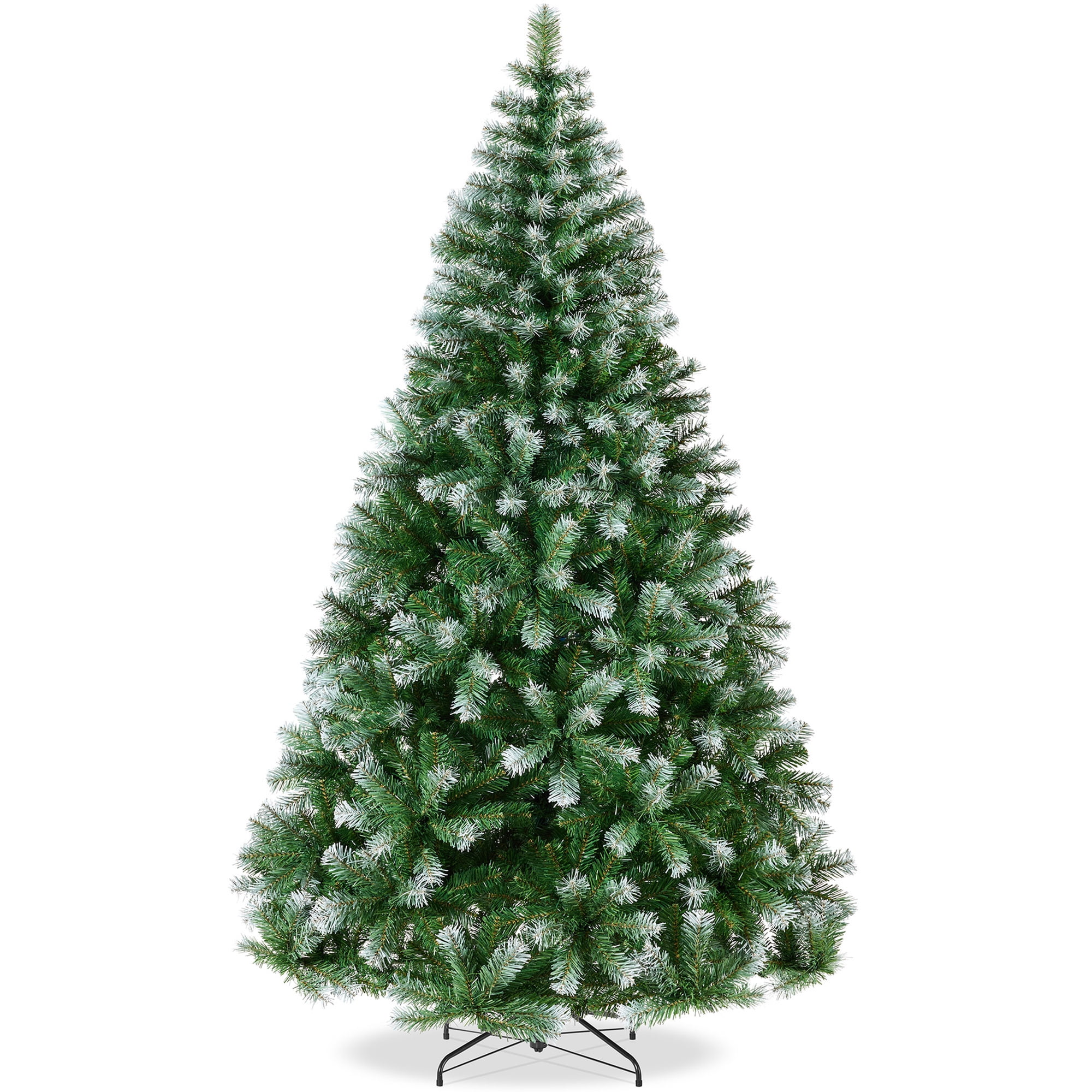 Best Choice Products 6ft Artificial Christmas Tree Frosted Unlit Design Partially Snow Flocked Holiday Decor