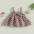 thumbnail image 2 of Robe de Bébé Fille Slip Robe Spaghetti à Carreaux Bowknot A-line Robe, 2 of 8
