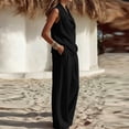 thumbnail image 4 of YYV Two Piece Sets for Women Summer Casual Two Piece Set Lapel Top and Wide Leg Pants Lounge Outfit Black M, 4 of 6