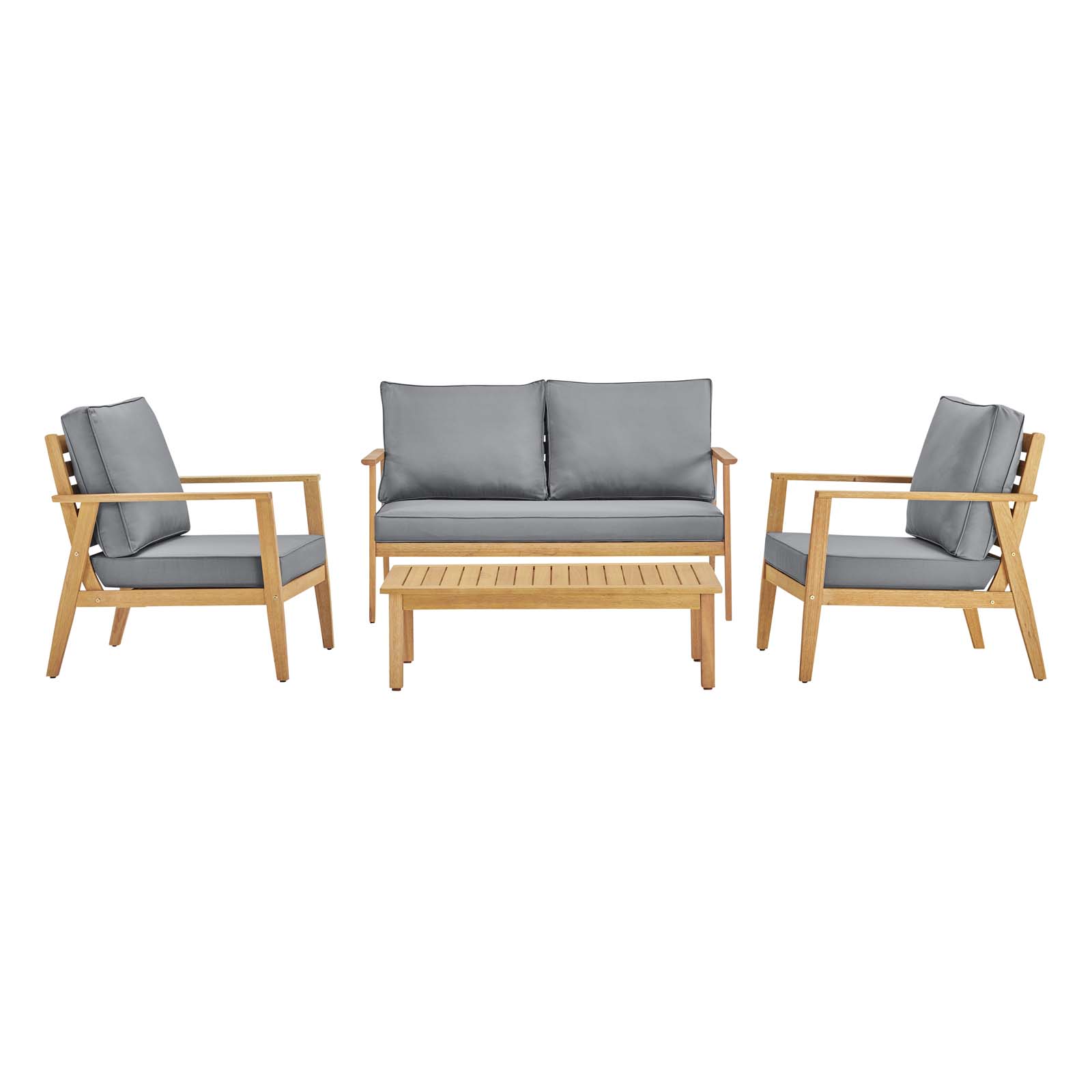 Modway Syracuse Outdoor Patio Upholstered 4 Piece Furniture Set in Natural Gray - image 2 of 4