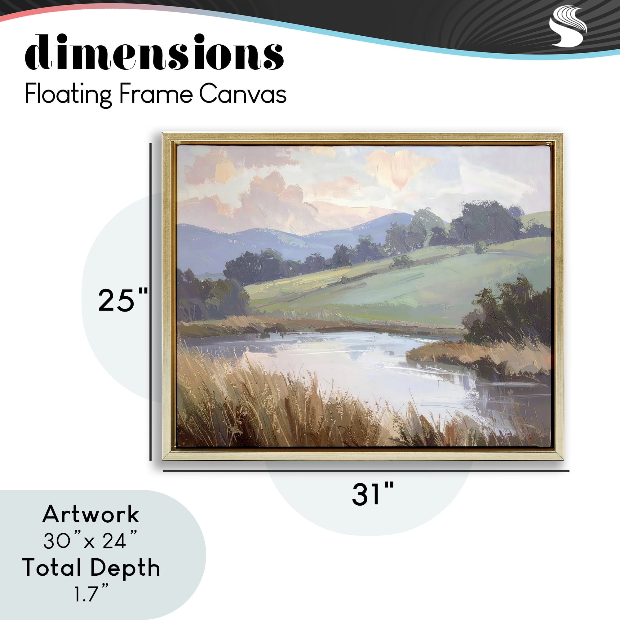 Stupell Industries Subtle Distant Mountains Gold Framed Floater Canvas Wall Art, design by Alonza Saunders
