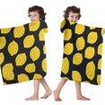 thumbnail image 4 of Yellow Lemon Fruit Dots Black Pattern Hooded Bath Towel，50"x30" for Ages 3 To 12 Kids, Quick Dry Lightweight Soft Microfiber Hood Beach Towel Cover Up for Kids, 4 of 7