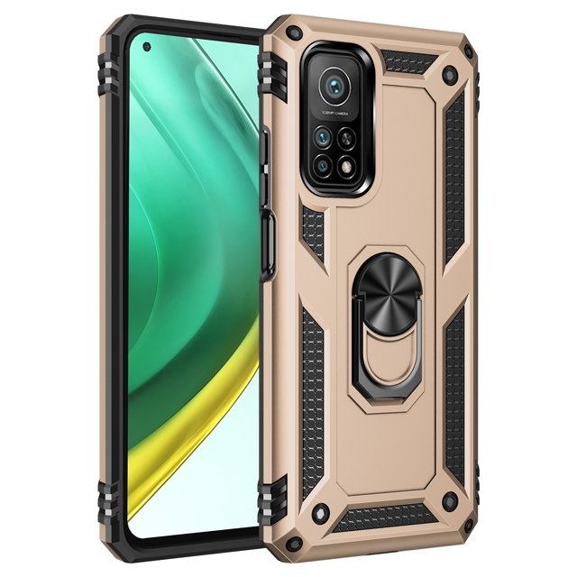 Étui pour Xiaomi Mi 10T Pro Support de Bague de Protection Militaire Armure Magnétique Antichoc Pare-Chocs Mi 10 T Pro Or Armure Rougemi Note 10